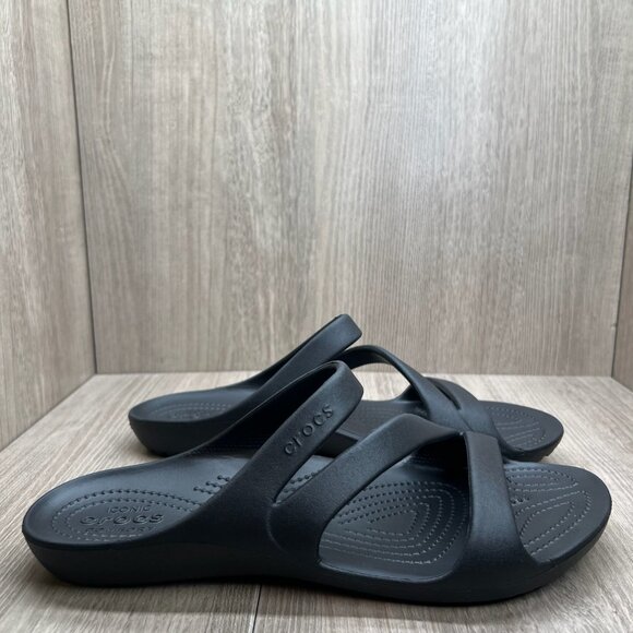 CROCS Shoes - Crocs Kadee II Slide Sandals Womens 11 Slip On Z-Strap Water Friendly Flat Black